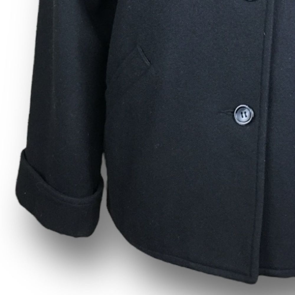 SANDRO Paris 100% Wool Classic Lightweight Shirt-collar Coat In Deep Black Sz 12 - Picture 13 of 14